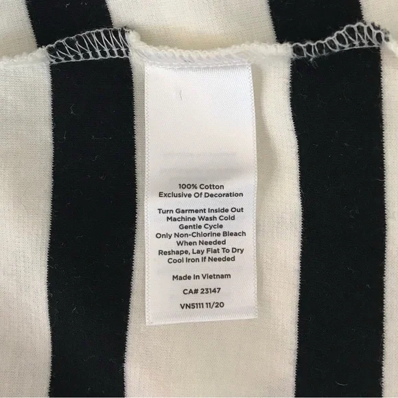 🔴 4/$15 Talbots Women’s S Black & Ivory Stripe Cotton 3/4 Sleeve Knit Top in EUC - Picture 14 of 14